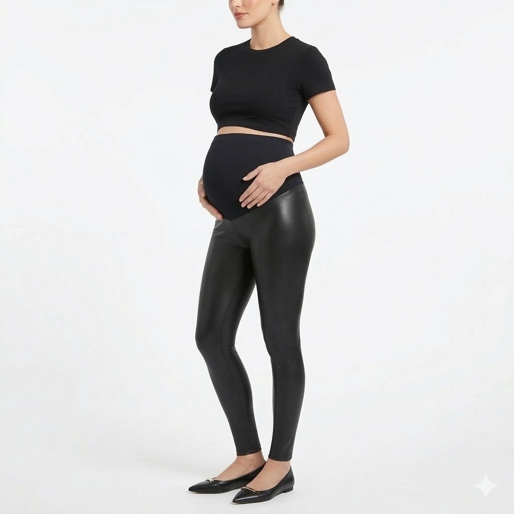 SPANX Mama Maternity Faux Leather Leggings Black Small